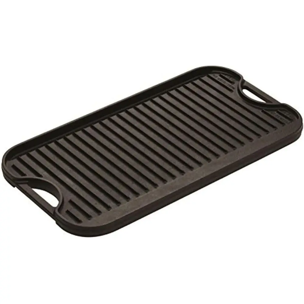 

20 x 10.44 Inch Pro-Grid Reversible Cast Iron Grill/Griddle – Double Burner Cookware, Pre-Seasoned, Non-Toxic, Made in USA, or S