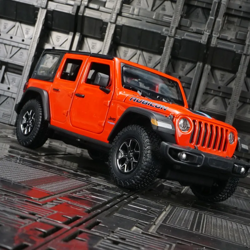 Modelo de coche todoterreno Jeep Wrangler Rubicon 4xe de aleación a escala 1:24 de Rastar, coche estático de colección con puertas que se pueden abrir.