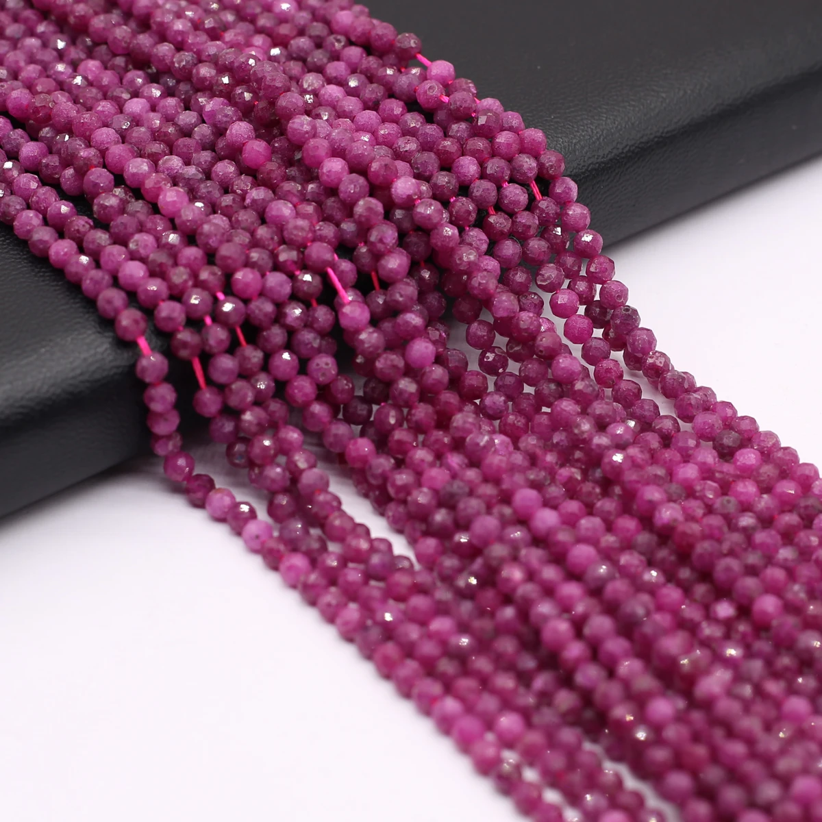 

2022 Natural Stone Faceted Beads Round Shape Natural Rubys Loose Beaded for Making DIY Jewerly Necklace Accessories 4mm