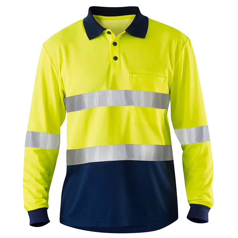 Men\'s High Visibility Heavy Duty Breathable Long Sleeve Reflective Safety T-Shirts for Construction