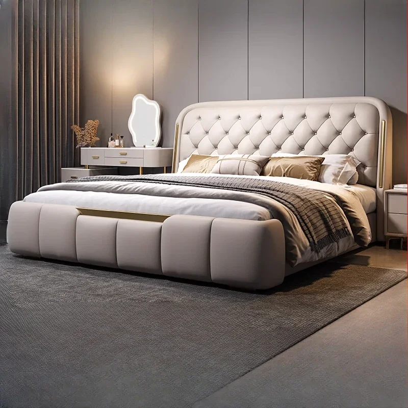 

Luxury Modern Double Bed Headboard 150 X 200 Decoration King Bedroom Twin Double Bed Wood House Muebles De Dormitorio Furniture