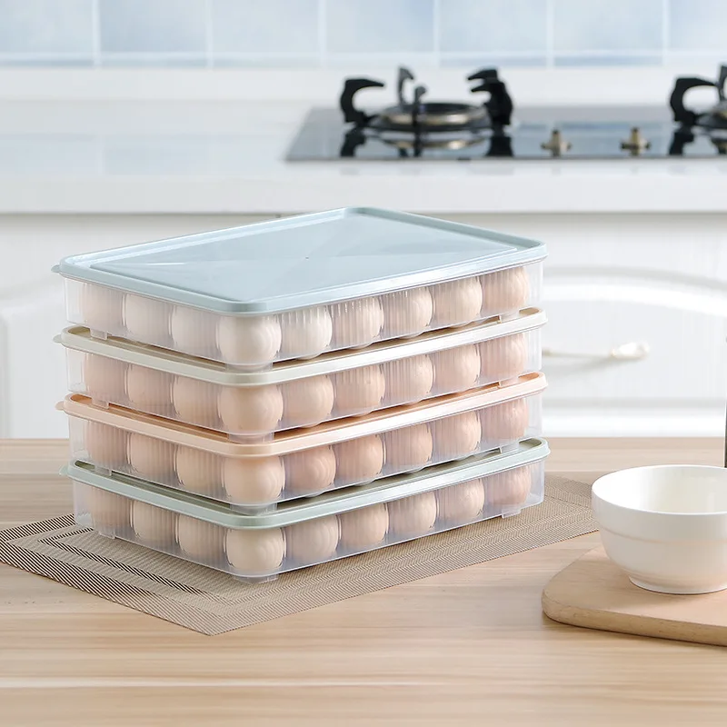 24 Grids Refrigerator Egg Storage Box Kitchen Refrigerator Household Preservation Plastic Dumpling Fresh-keeping Case Holder