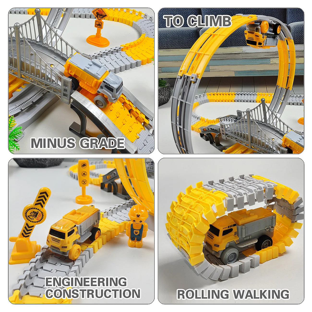 Children Electric Magical Flexible Track Toy Diy Car Engineering Car Kids Educational Toys Train Toys For Boys Birthday Gift