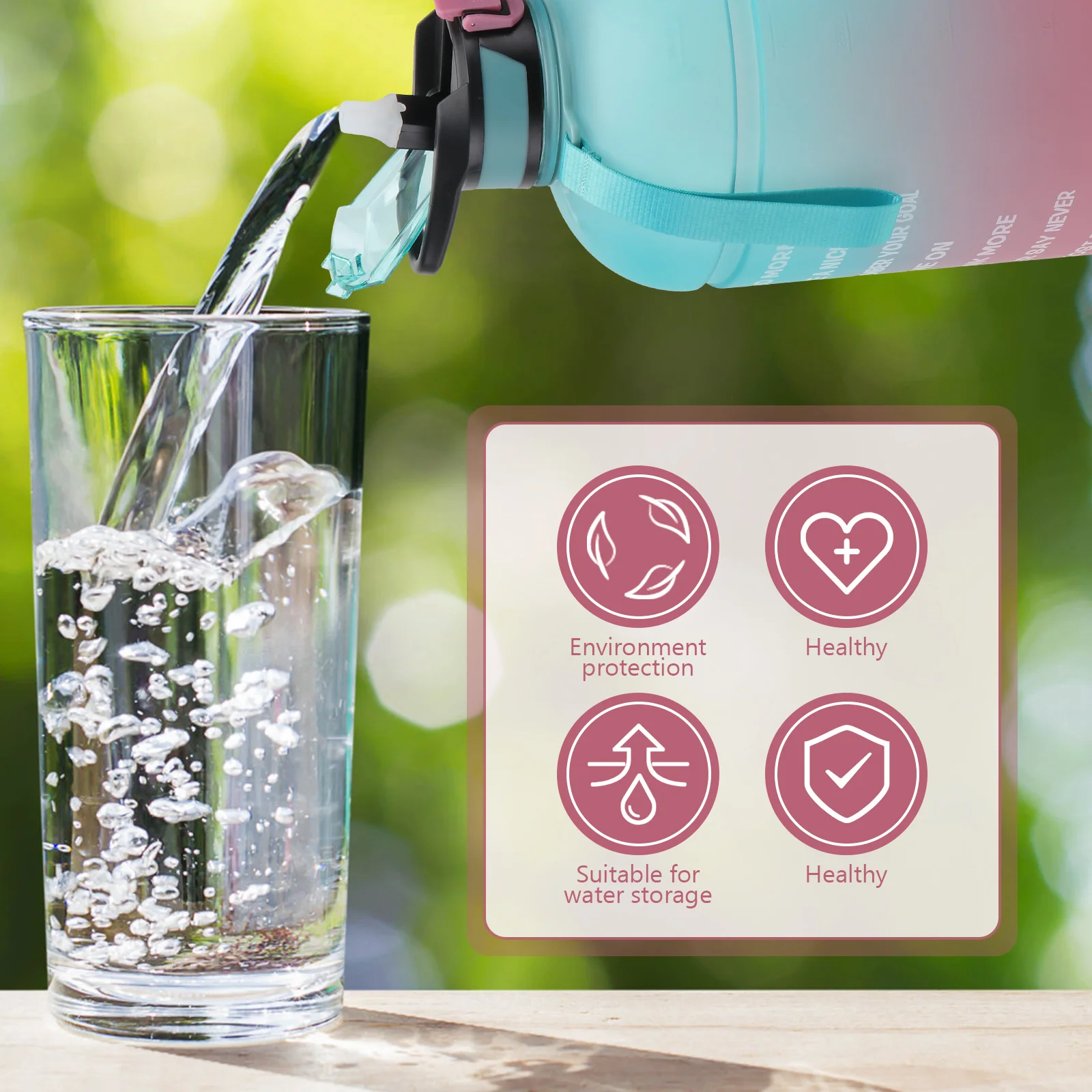 

1Pcs Gradient Color Petg Plastic Water Bottle Lightweight Portable Outdoor Sports Hiking Camping Travel Water Jug