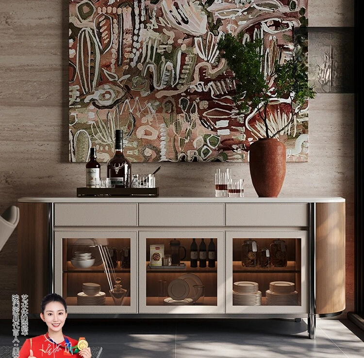 

Natural luxury stone dining side cabinet simple locker designer entrance cabinet