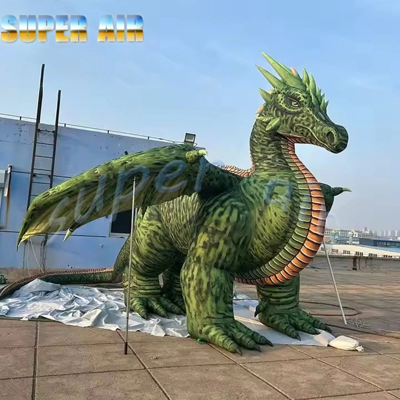 Juguete de aire popular para niños, enorme dinosaurio inflable verde para fiesta al aire libre
