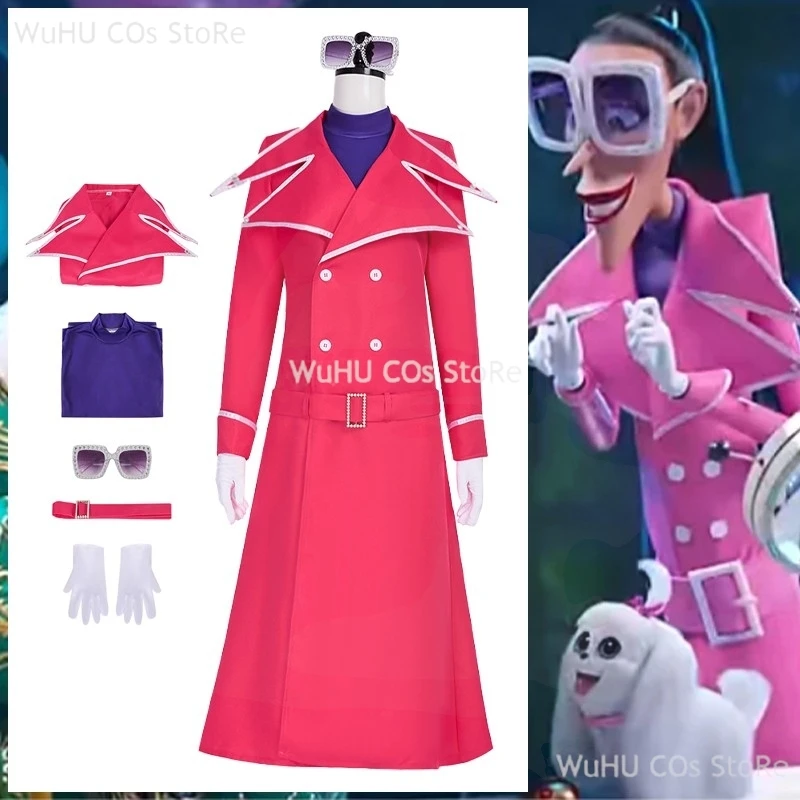 

Гадкий парик для ролевых игр Me Valentina, костюм для косплея, розовый плащ с поясом, двубортный костюм с длинными рукавами в стиле аниме для вечеринки