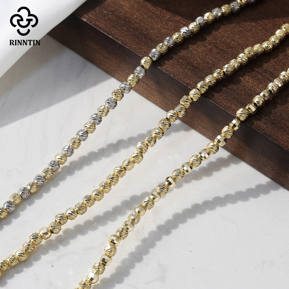 Rinntin ريال 925 فضة 4 مللي متر عرض سلسلة من الخرز سوار حلية هدية موضة النساء الحد الأدنى الكلاسيكية غرامة مجوهرات GAB0