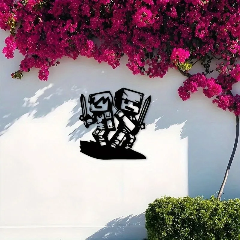CIFbuy Metal Wall Art Pixel Two Swords Iron Craft Decor Gamer Room Living Room Home Interior Hanging Ornament