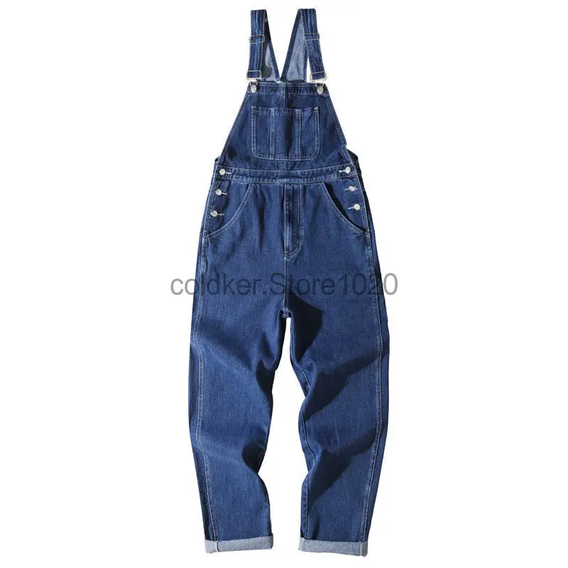 Nuevos monos de mezclilla para hombre, peleles rectos holgados con múltiples bolsillos informales, pantalones vaqueros con tirantes ajustables a la moda para hombre