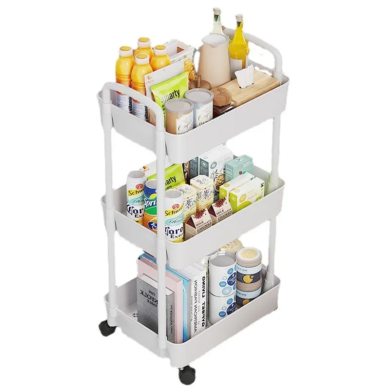 

Movable Storage Rack Multi-storey Storage Rack Trolley Kitchen Floor Bathroom Mobile Storage Holder Livingroom Organizer Shelf