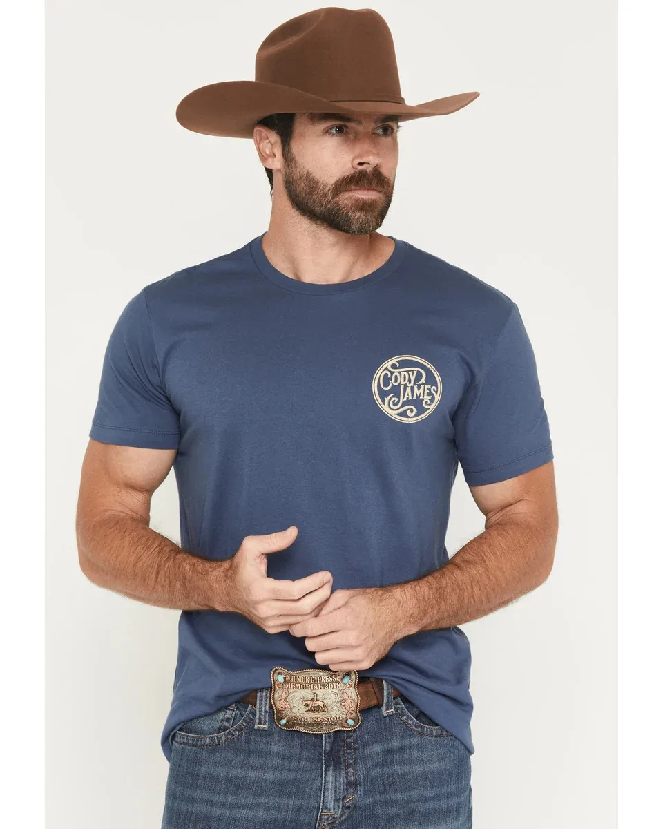 Cody James Men's Whiskey Barrel Logo Short Sleeve Graphic T-Shirt High-end Luxury Unisex Style Both of Men and Women
