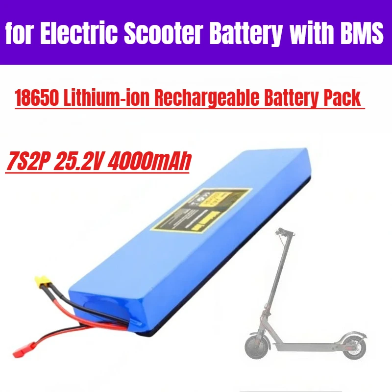

7S2P 25.2V 4000mAh 18650 Lithium-ion Rechargeable Battery Pack for 29.4V Electric Scooter Battery with BMS