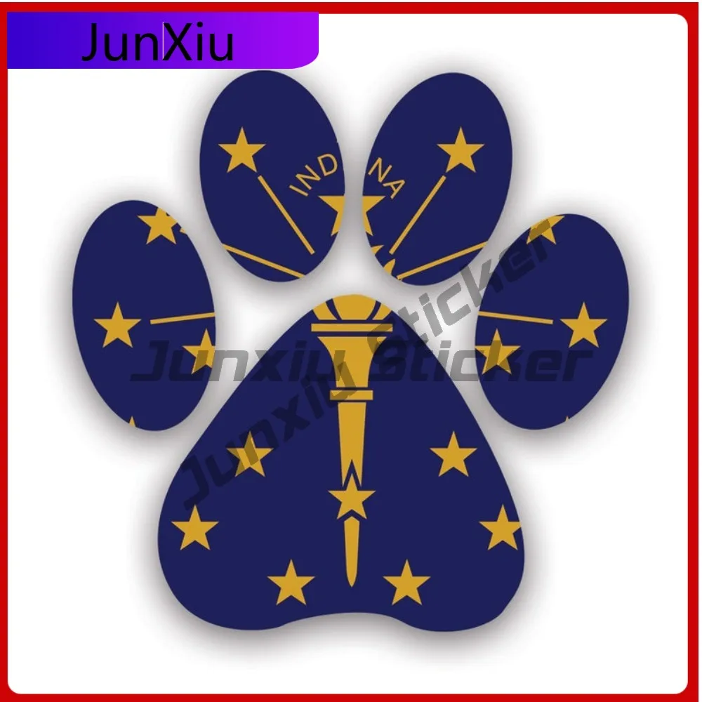 

Indiana State Paw Print Shaped Sticker Cool Window Waterproof Vinyl Decal For Letter Boxe Creative Creative Fun Protection High
