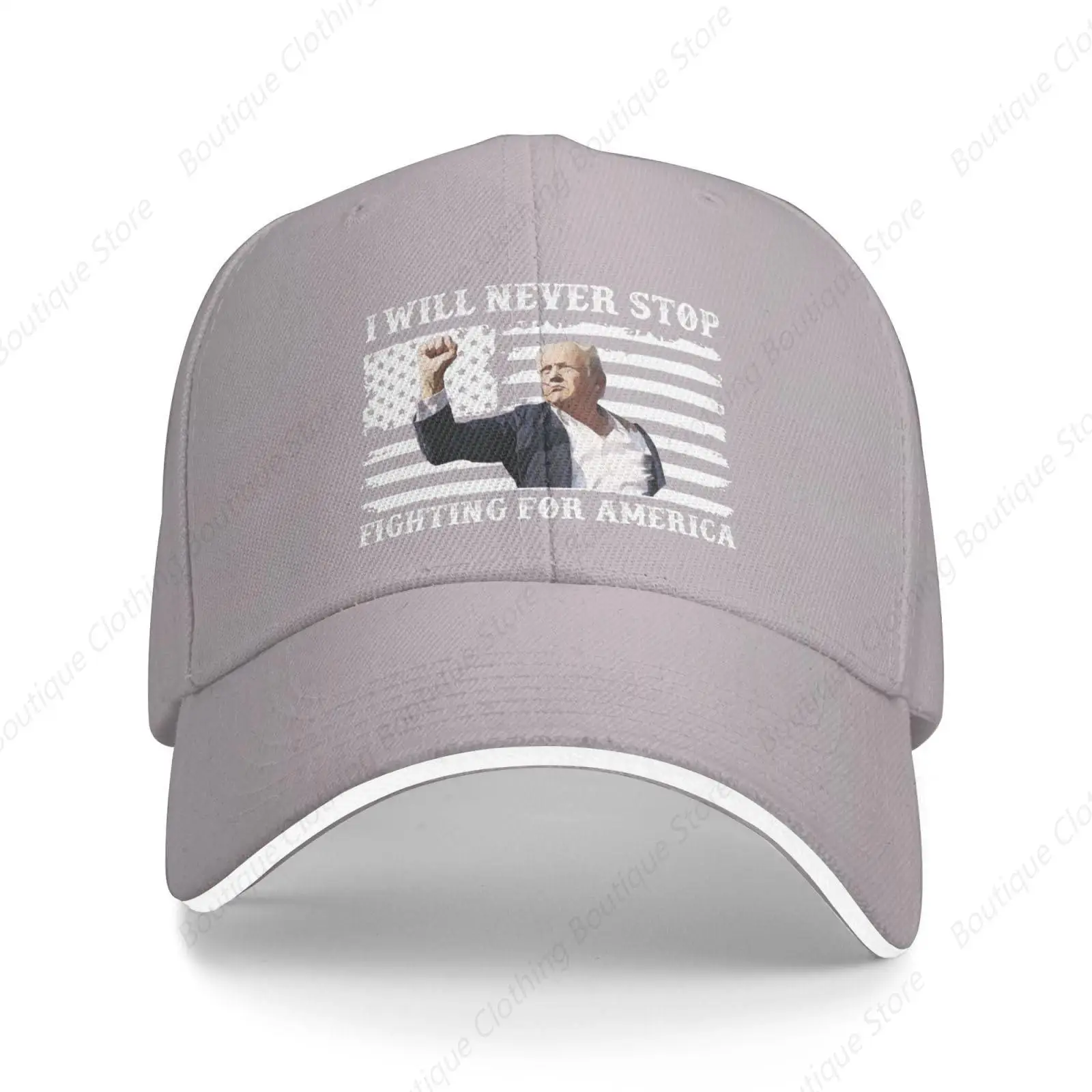 

I Will Never Stop Fighting for America Hat for Men Dad Hat Cool Hat Gray