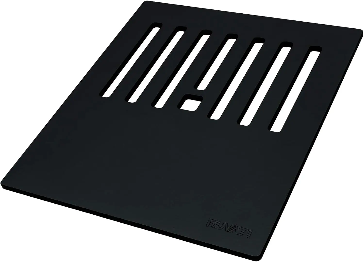 

15 x 13 inch Textured Black Finish Cutting Board with Dish Plate Caddy for Workstation Sinks - RVA1226BK