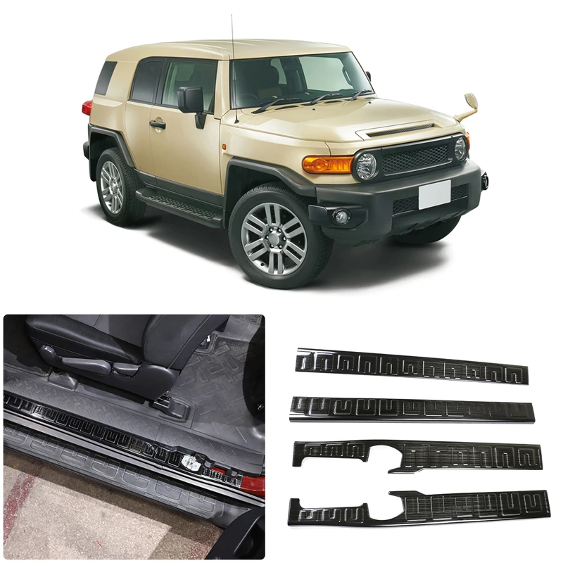 

For 2007-2021 Toyota FJ Cruiser stainless steel black car interior and exterior door sill protector car decoration accessories