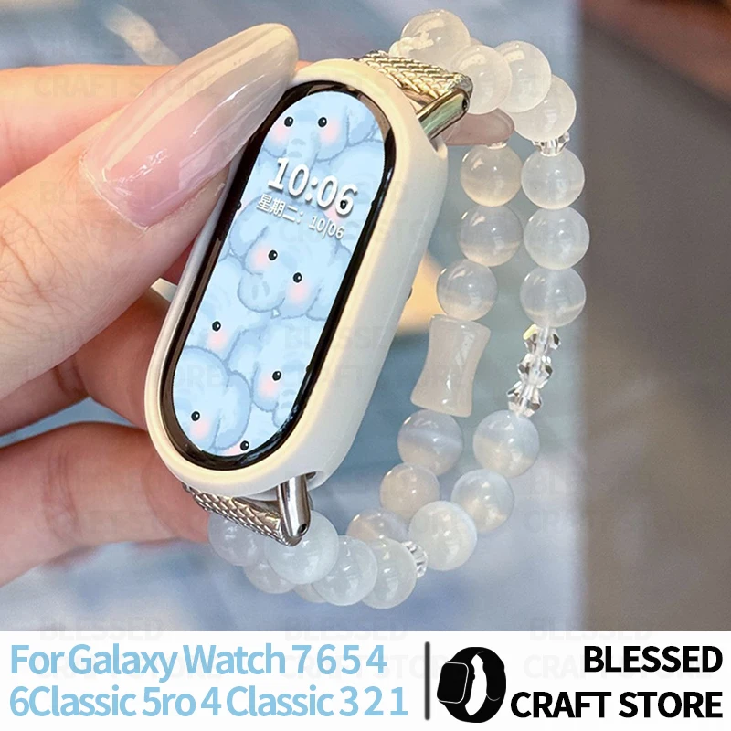 Women Jade Bamboo Beaded Wristband for Huawei Watch GT6543 Crystal Beads for Huawei Band 11 10 9 Bracelet Accessories 22 20 18mm