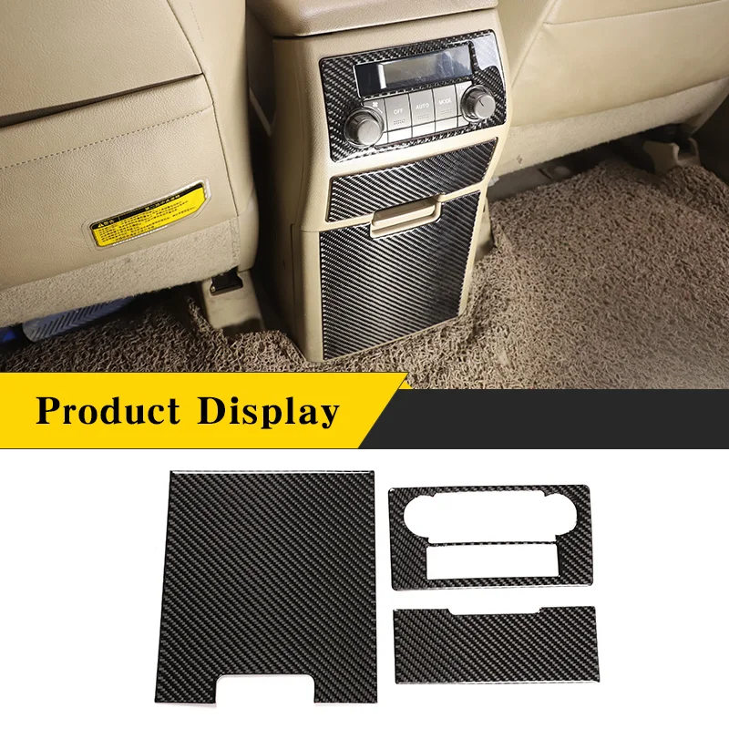

For Toyota Highlander 2009-2013 Rear Drain Cup Holder Panel Cover Trim True Carbon Fiber Rear Storage Sticker Car Accessories