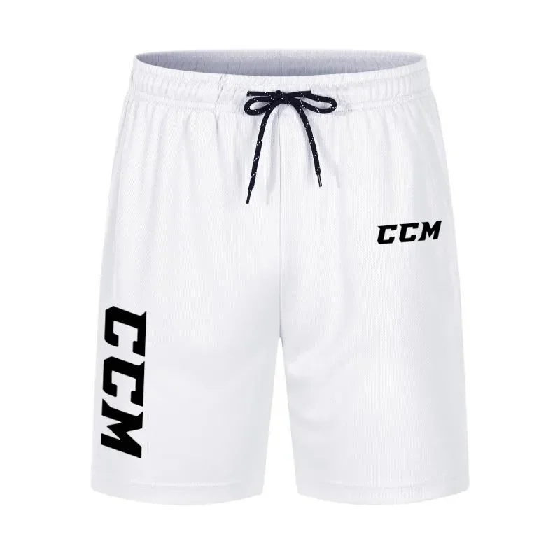 

2025 Summer CCM Men's Shorts Black Sports Shorts Elastic Waist Reflective Drawstring Gym Outdoor Women Casual Loose Fit Moto