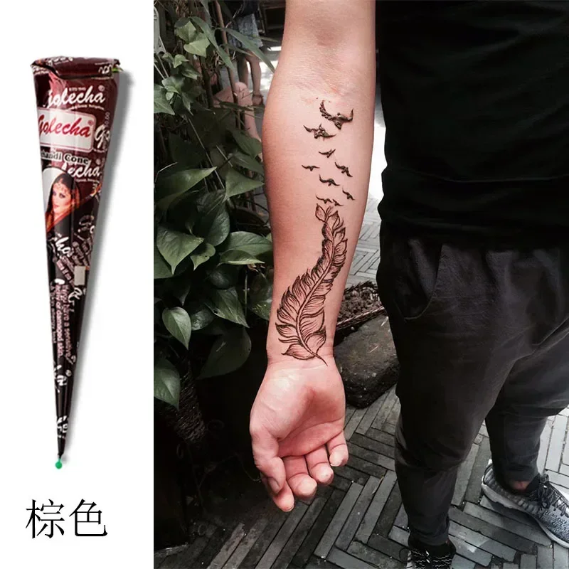 

New Henna Tattoo Paste Black brown red white Henna Cones Indian For Temporary DIY Tattoo Sticker Body Paint Cone henne