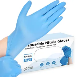 Disposable Blue Nitrile Gloves for Kitchen Cleaning Dishwashing Hairdressing Manicure Waterproof Household Tools Latex Free