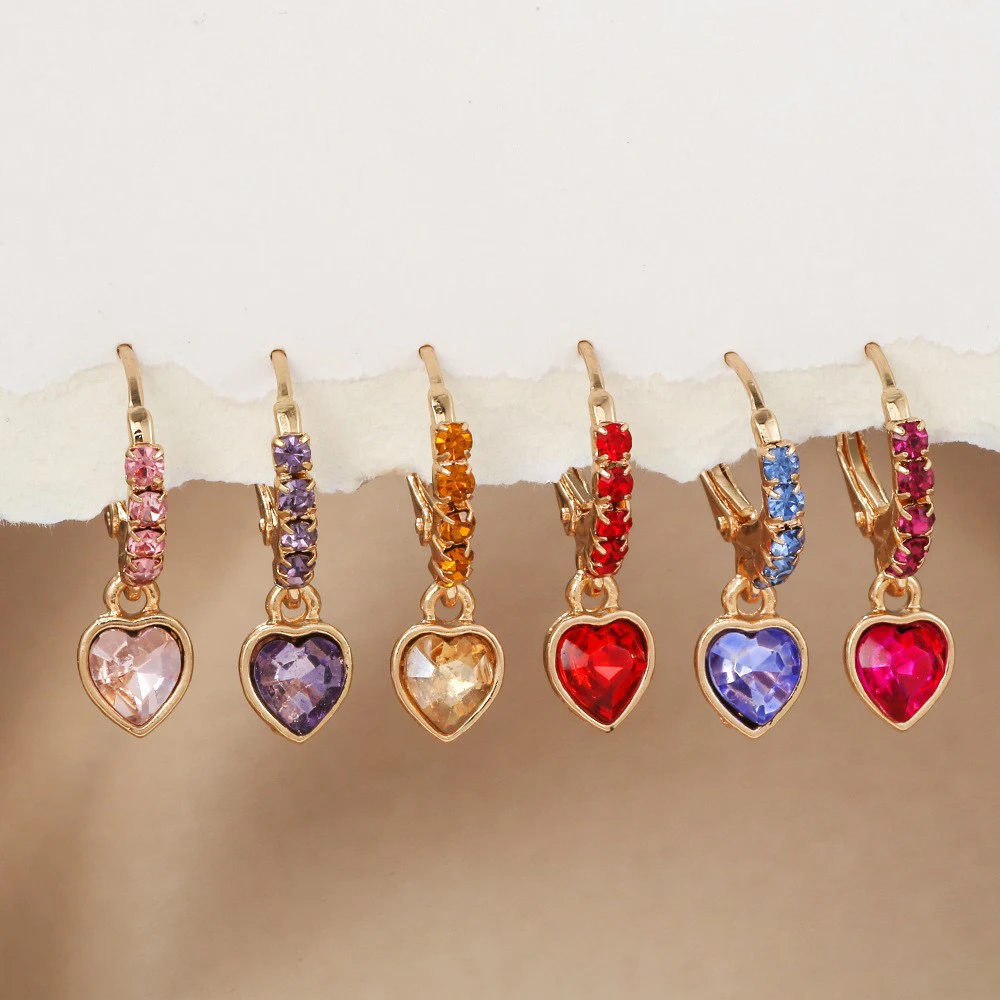 Charm Heart Shape Pendant Earrings Alloy Diamond Valentine'S Day Mother'S Day Gift Women'S Jewelry Accessories Dangle Earrings