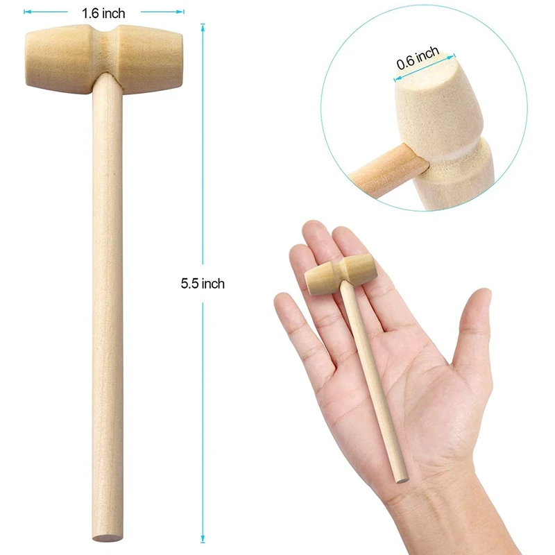 20Pcs Wood Hammers, Wooden Hammer for Chocolate, Multi-Purpose Solid Natural Mini Wooden Hammer for Seafood Crab