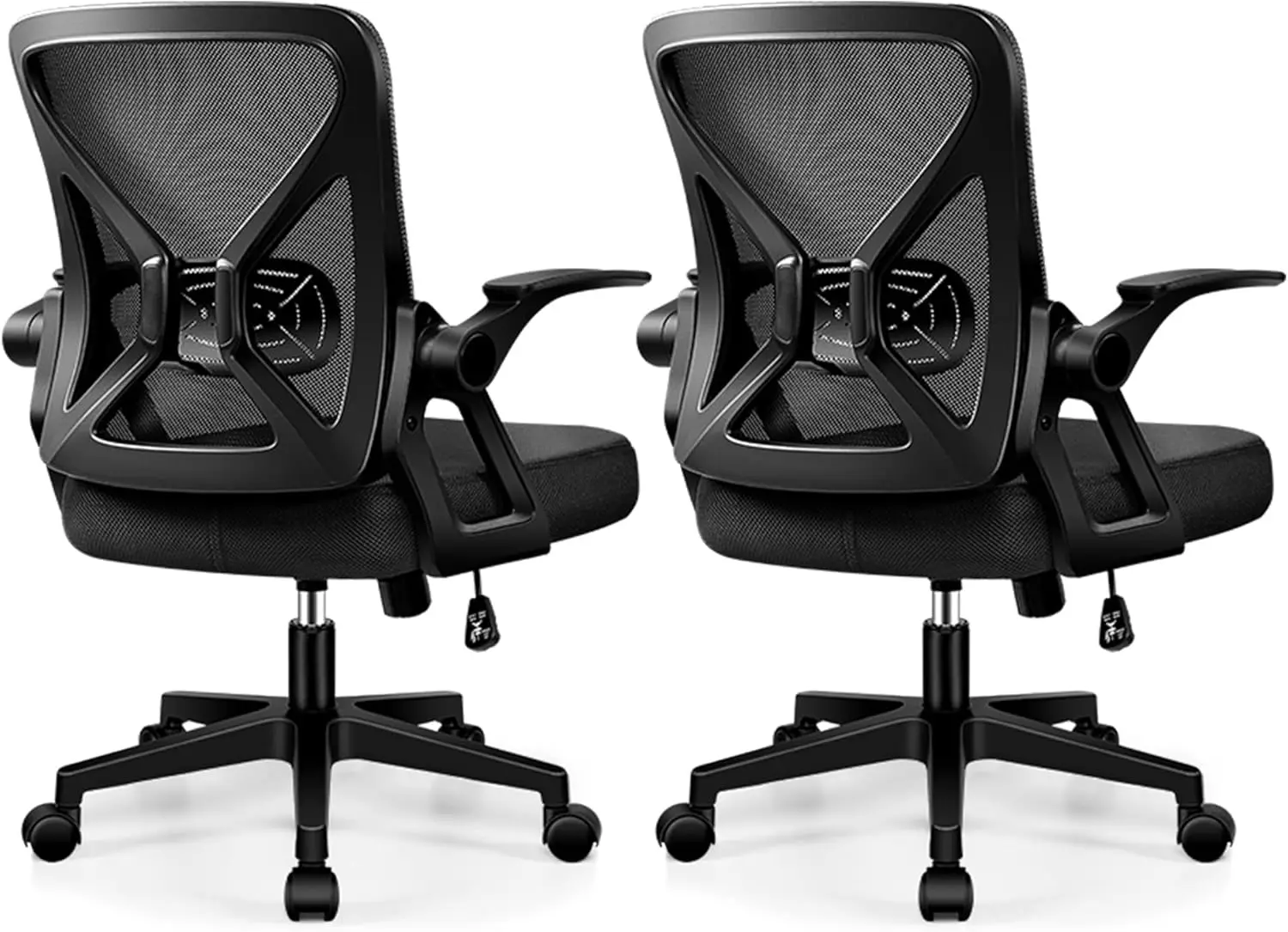 Ergonomic Mesh Office Chair with Lumbar Support, Rolling Swivel Desk Chair for Home Computer, Black (Pack of 2)