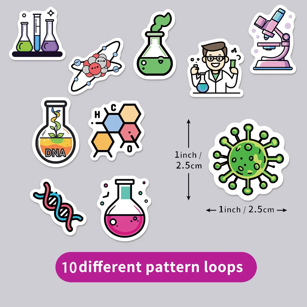 500 قطعة الأدوات الكيميائية علم الأحياء الزخرفية صائق الحرف سجل القصاصات الغيتار زجاجة ماء هدية التعبئة والتغليف ملصقات الهدايا الحاضر