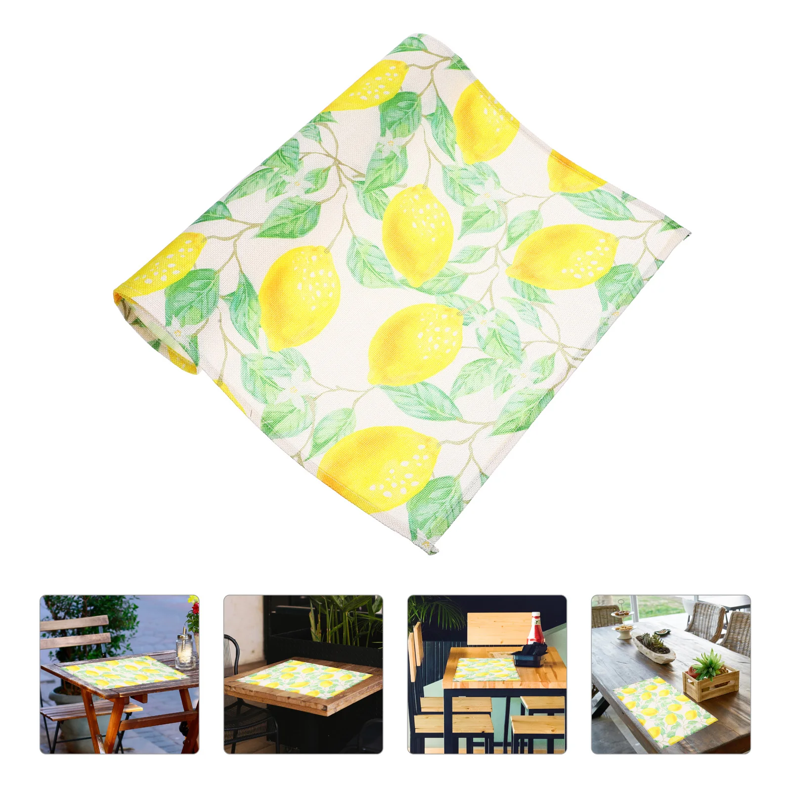 

4pcs Waterproof Table Placemats Heat Resistant Rectangular Dining Lemon Leaf Non Slip Reusable Home Kitchen Countertop Mats