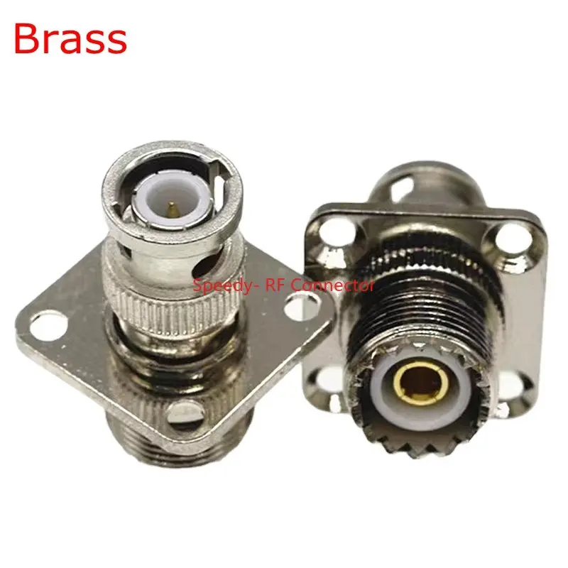 

1PCS Q9 BNC To UHF SO239 UHF Female to BNC Male with 4hole Flange Chassis Panel Mount Brass RF Connector Adapter Fast Delivery