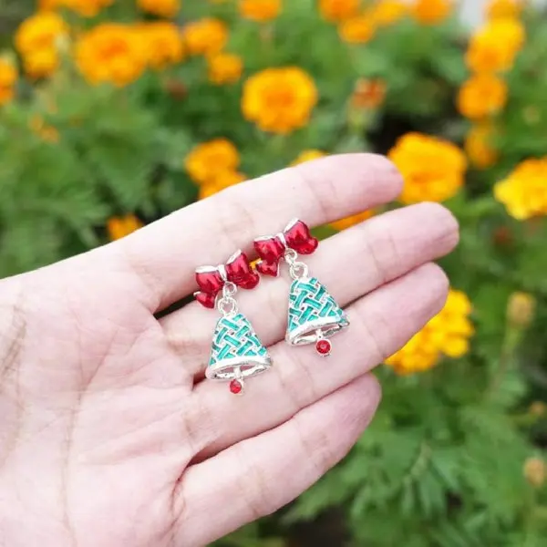 Women's Christmas Light Bulb Drop Earrings, Festive Design