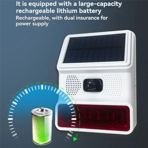 Imagen 2 del producto N93R energía Solar sirena inalámbrica alarma sonido y luz Sensor de alarma al aire libre para 433Mhz Wifi GSM sistema de alarma para el hogar, granja