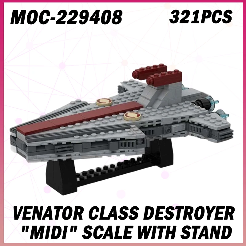 

321PCS MOC-229408 Venator Class Destroyer "Midi" Scale With Stand Building Block Model Brick Set Creative Small Particle Gifts