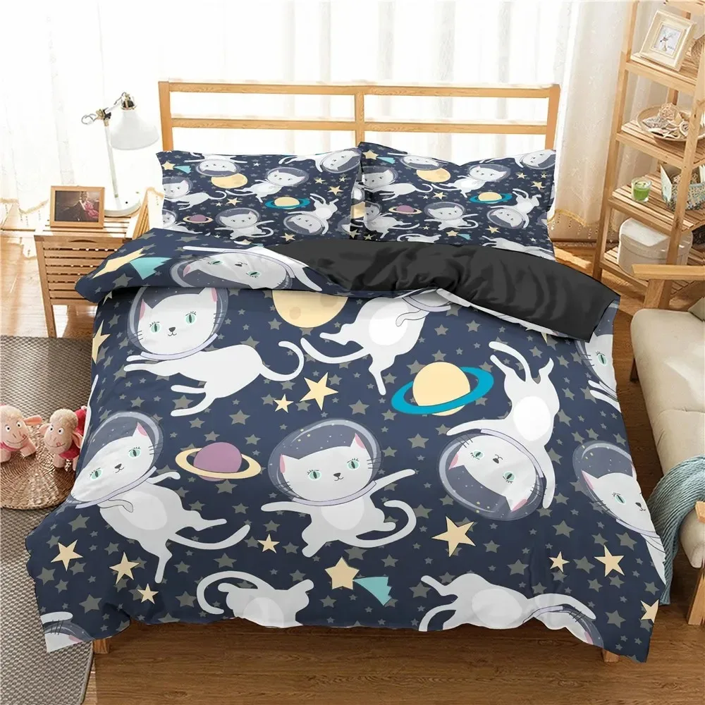 Cartoon Bedding Set Aviation Astronaut Duvet Cover Boys Blue Sky Dream Quilt Cover Twin Single Double Sizes Pillow Case