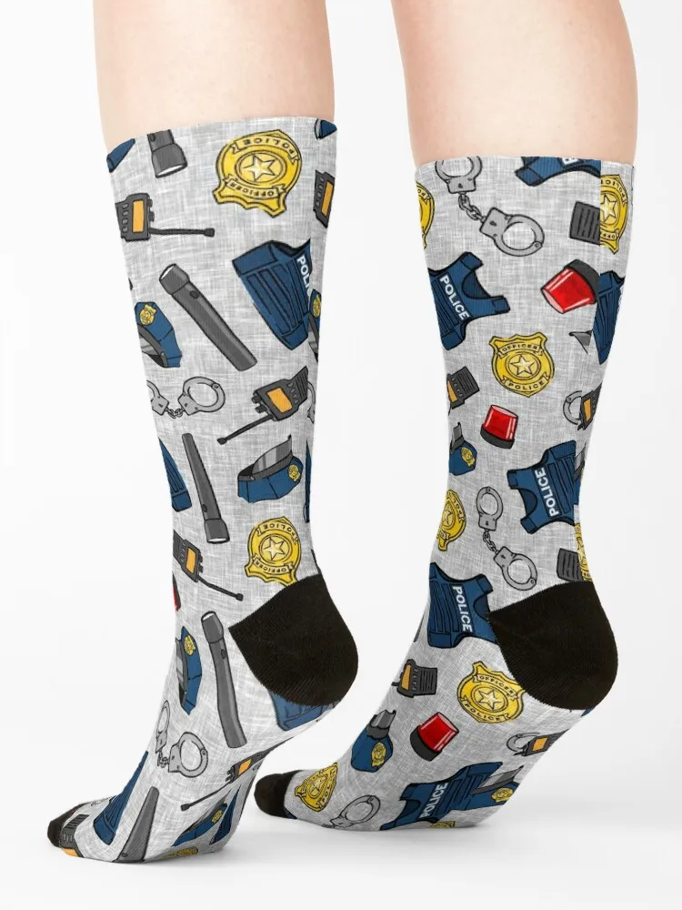 Police Gear - Light Gray Socks with print halloween ankle kids Socks For Women Men's