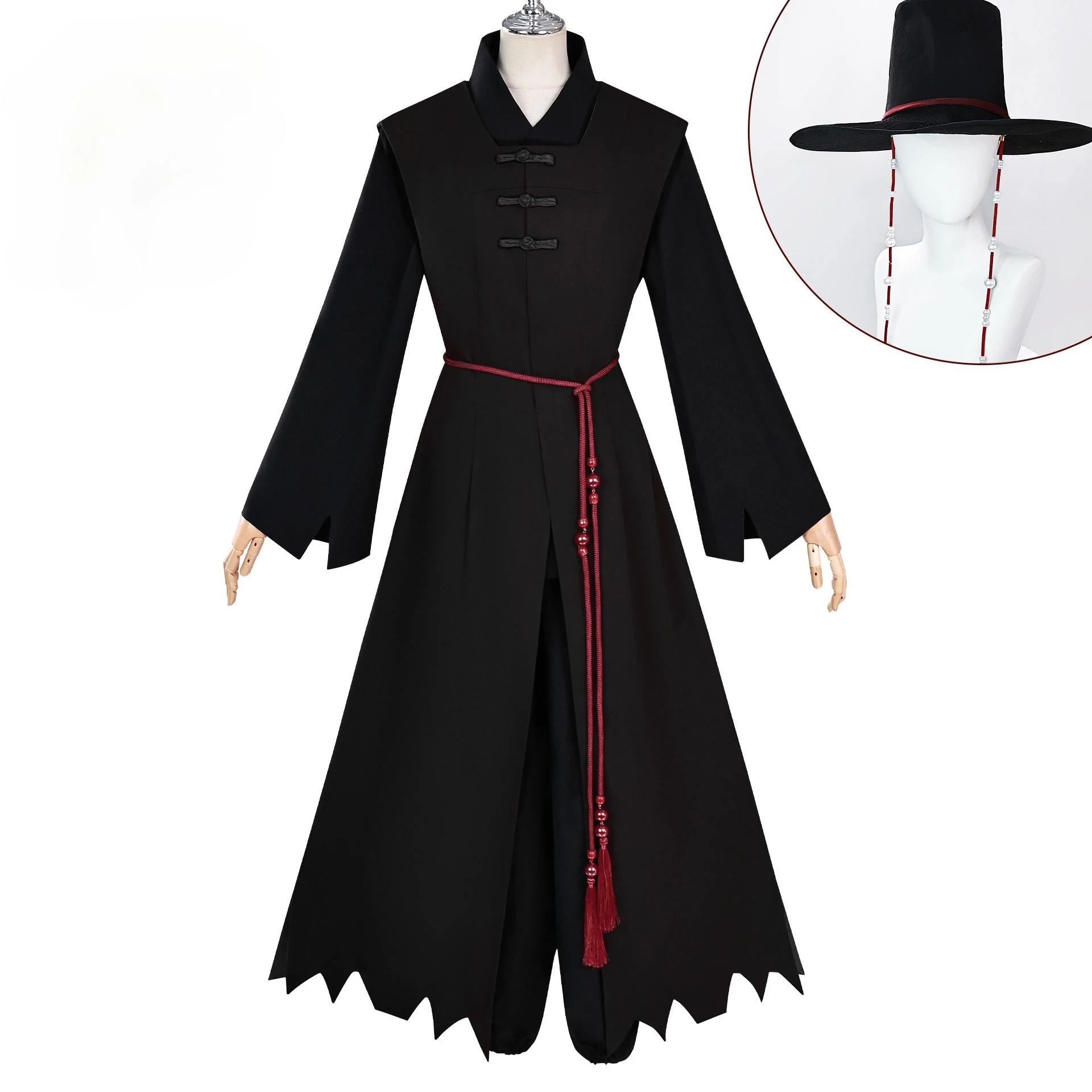 

Saja boy Jinu Mens Demon Cosplay Costume Dark Hanfu Coat Tunic Robe Hat Uniform Suit Anime Singing Halloween Outfit