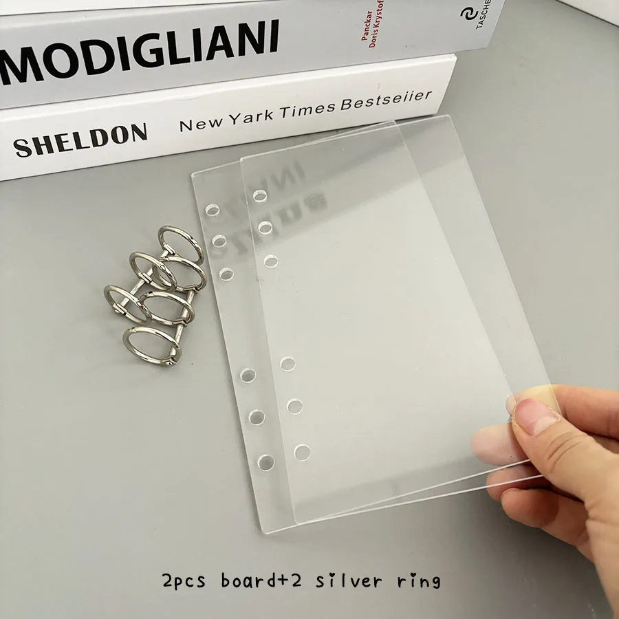 A6 Ringbuch mit Acryl-Einband, 2 Stück PMMA-Platten mit Metallring, DIY Junk Journal Notizbuch-Set, 45 Blatt Nachfüllpapiere, Stati – Detail 14