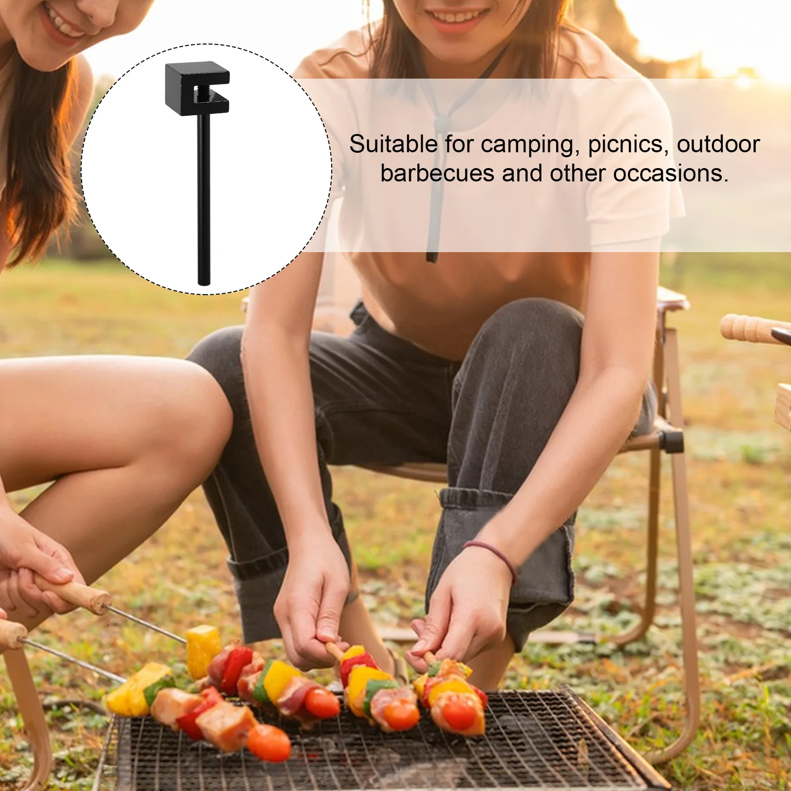 

1 Set Grill For Camping Bbq Holder Adjustable Sturdy Outdoor Baking Pan Rack Durable Metal Support Nonstick Portable Griddle Pan
