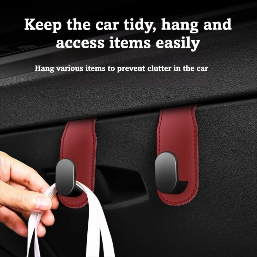 PU Leather Car Purse Hook Interior Clip Hanging Hook Design Seat Back Hanger Storage Accessory Hidden Hook Clip