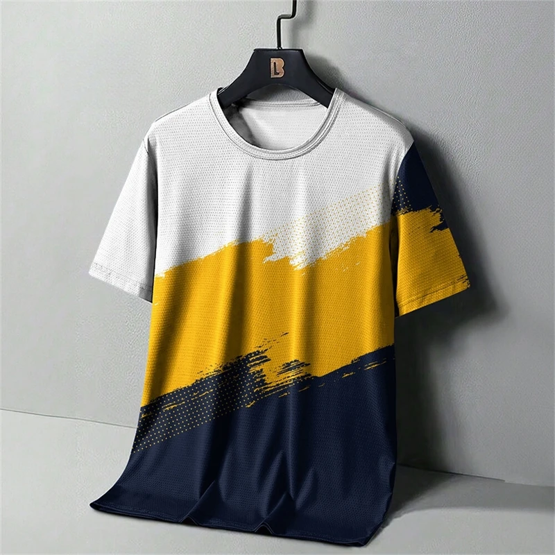 تي شيرت رياضي بسيط برسومات للرجال صيفي كاجوال بأكمام قصيرة مطبوع ثلاثي الأبعاد للياقة البدنية تي شيرت فضفاض يسمح بمرور الهواء برقبة دائرية تي شيرت للجيم