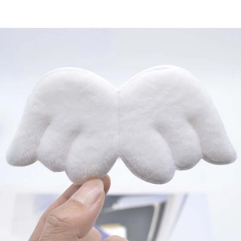 5Pcs 128*60mm Double Sided Furry Felt Angel Wing Shape Padded Applique for DIY Patch and Baby Clothes Headwear Decor Accessories