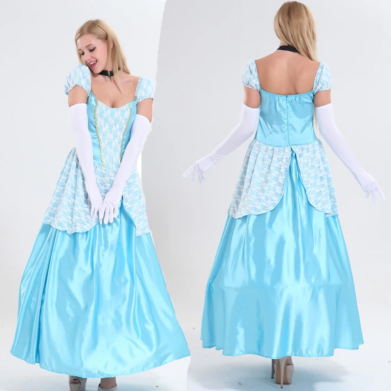 

8984 Blue Princess Fancy Dress Fairytale Halloween Cosplay Costume With Petticoat