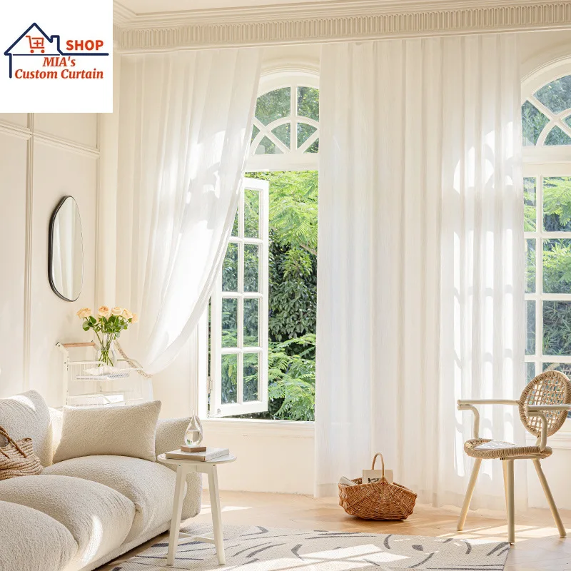 

Custom Size！！！Galaxy Yarn High-end Light Transmission Sheer Elegant Modern White Tulle Curtains for Living Dining Room Bedroom