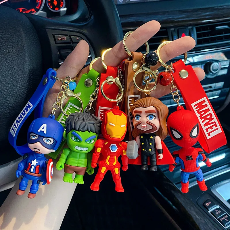 Super Heroes Captain America Spiderman Iron Man Hulk Thor KeyChain Key Ring Pendant For Bags Backpacks Kids Toy Children Gift