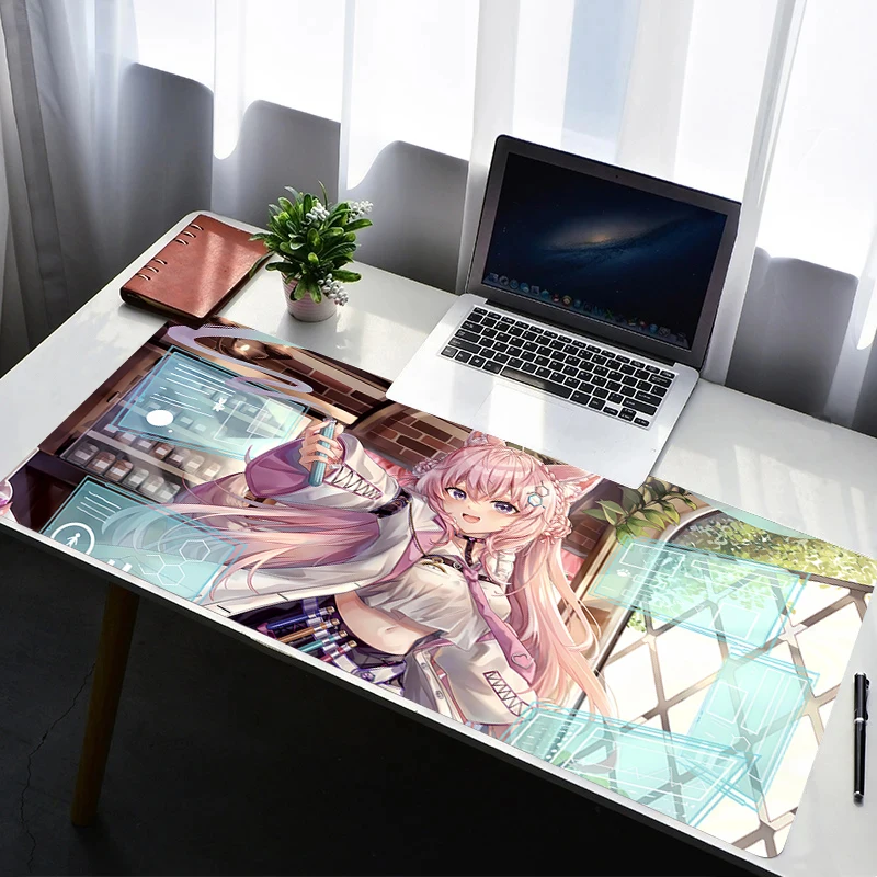 Mouse Pad Laptop Rubber Extended Desktop Mat Computer Gamer Mousepad Gaming Accessories Hololive Shirakami Fubuki Keyboard Pad
