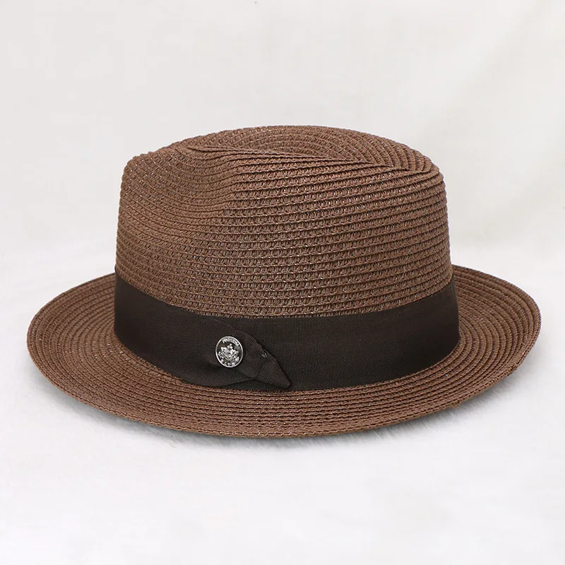 Papyrus Thin Braid Top Hat New Travel Men And Women Spring And Summer Brim-creased Hat Independent Station