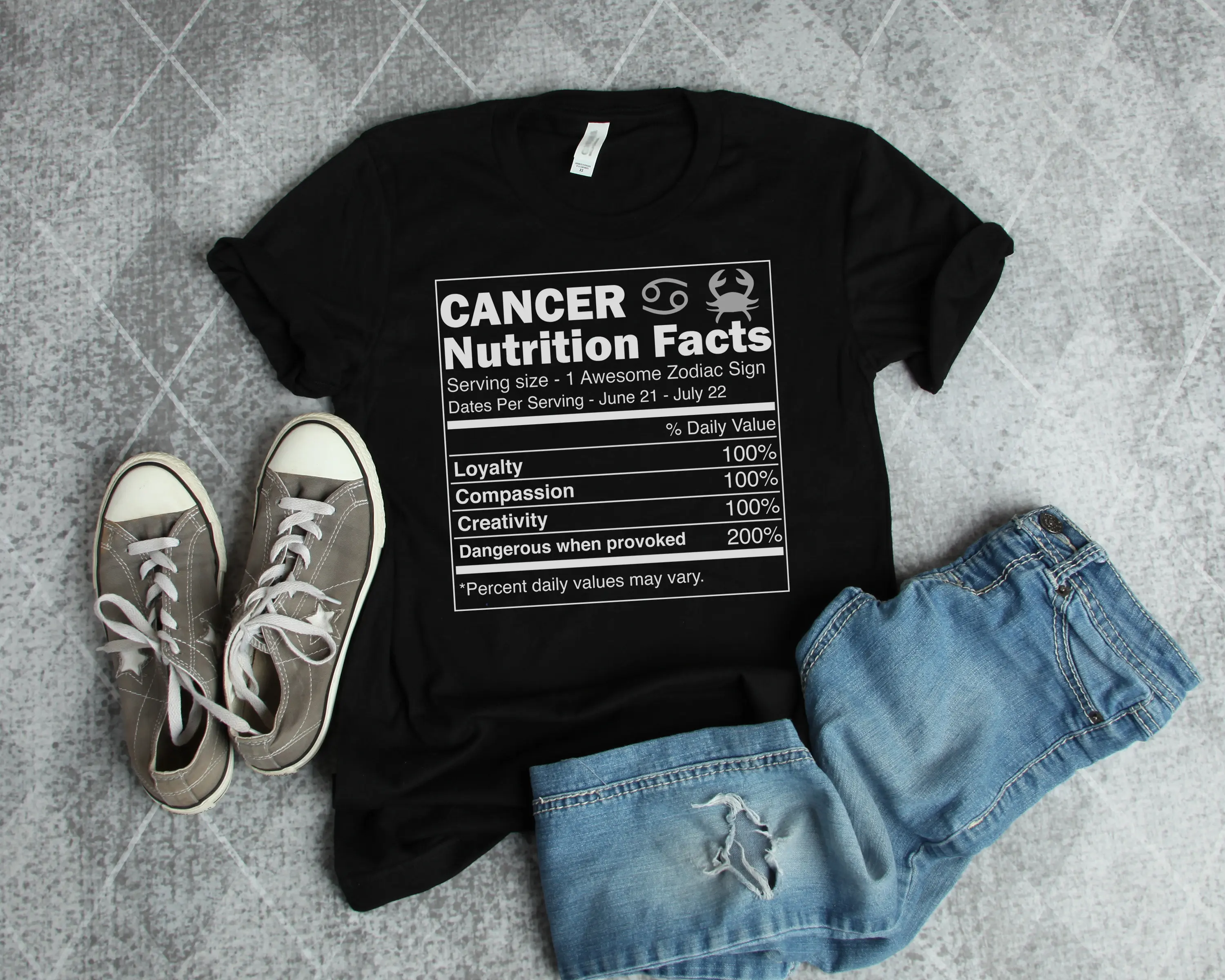 Cancer T Shirt s Zodiac Nutrition Facts Horoscope and Astrology Birthday