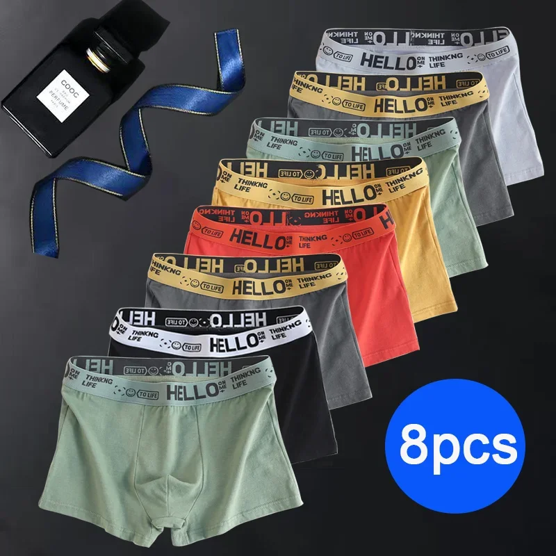 

8pcs Men's Panties Underwear Men's Shorts Comfortable Underpants Breathable Boxershorts Plus Size L-4XL